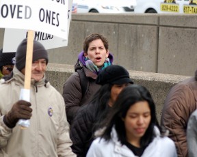 ONe JOIN alum at a protest