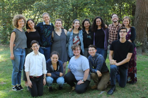 Photo of 2019-2020 Jewish Organizing Fellows and Empower Fellows smiling outside together on a green lawn.